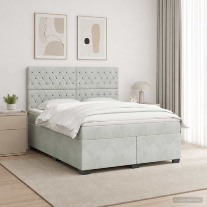 Boxspringbed met matras Lichtgrijs 180 x 200 cm Fluweel
