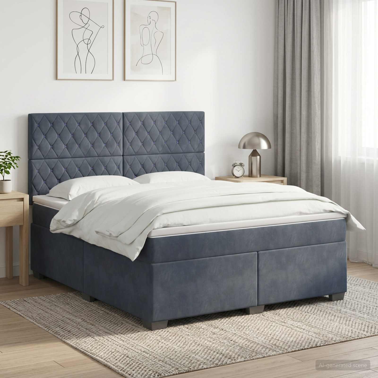 Boxspringbed met matras Donkergrijs 140 x 190 cm Fluweel
