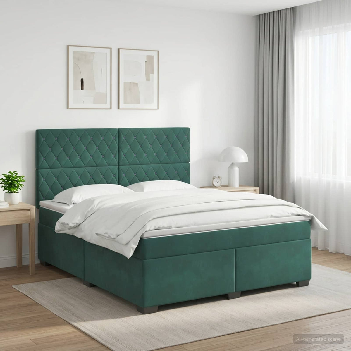 Boxspringbed met matras Donkergroen 160 x 200 cm Fluweel