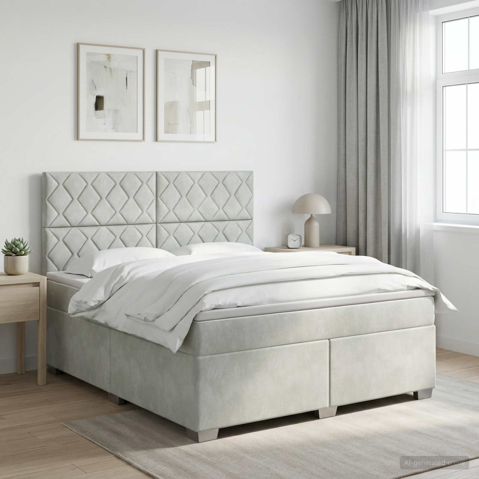 Boxspringbed met matras Lichtgrijs 160 x 200 cm Fluweel