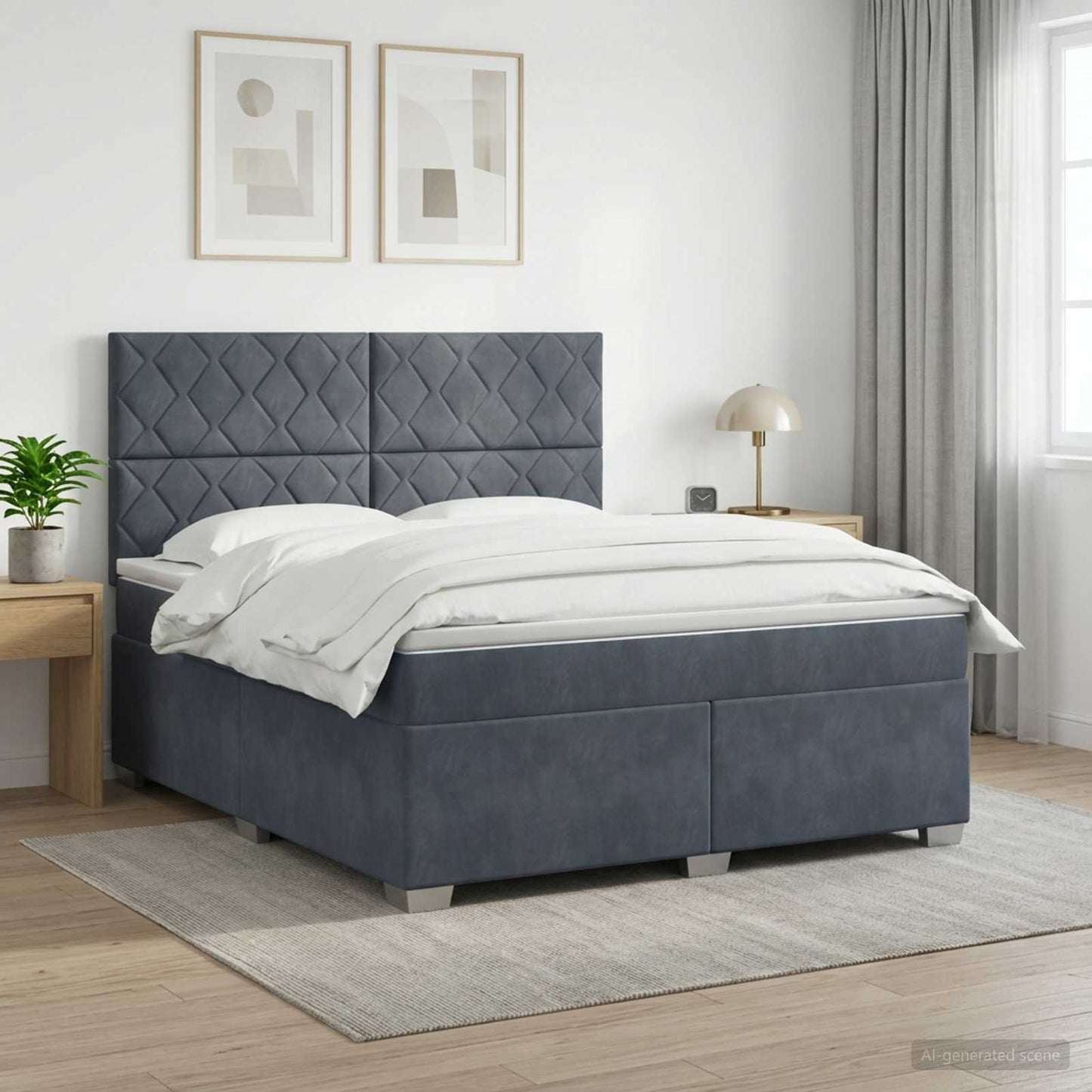 Boxspringbed met matras Donkergrijs 140 x 190 cm Fluweel