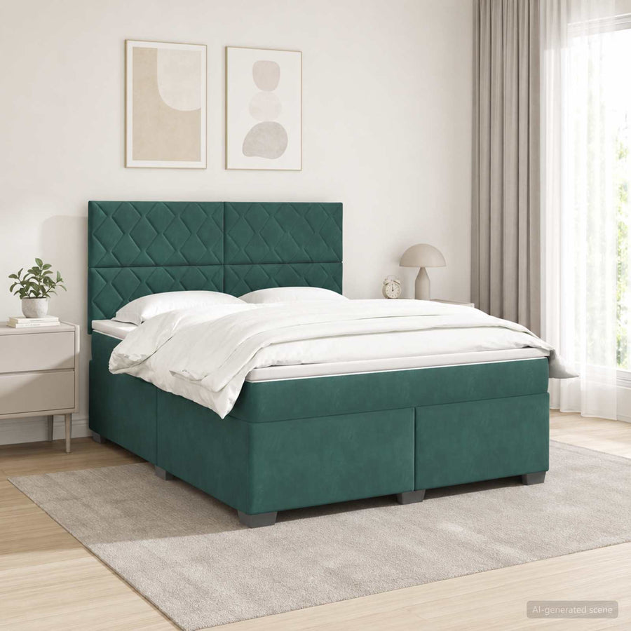 Boxspringbed met matras Donkergroen 160 x 200 cm Fluweel