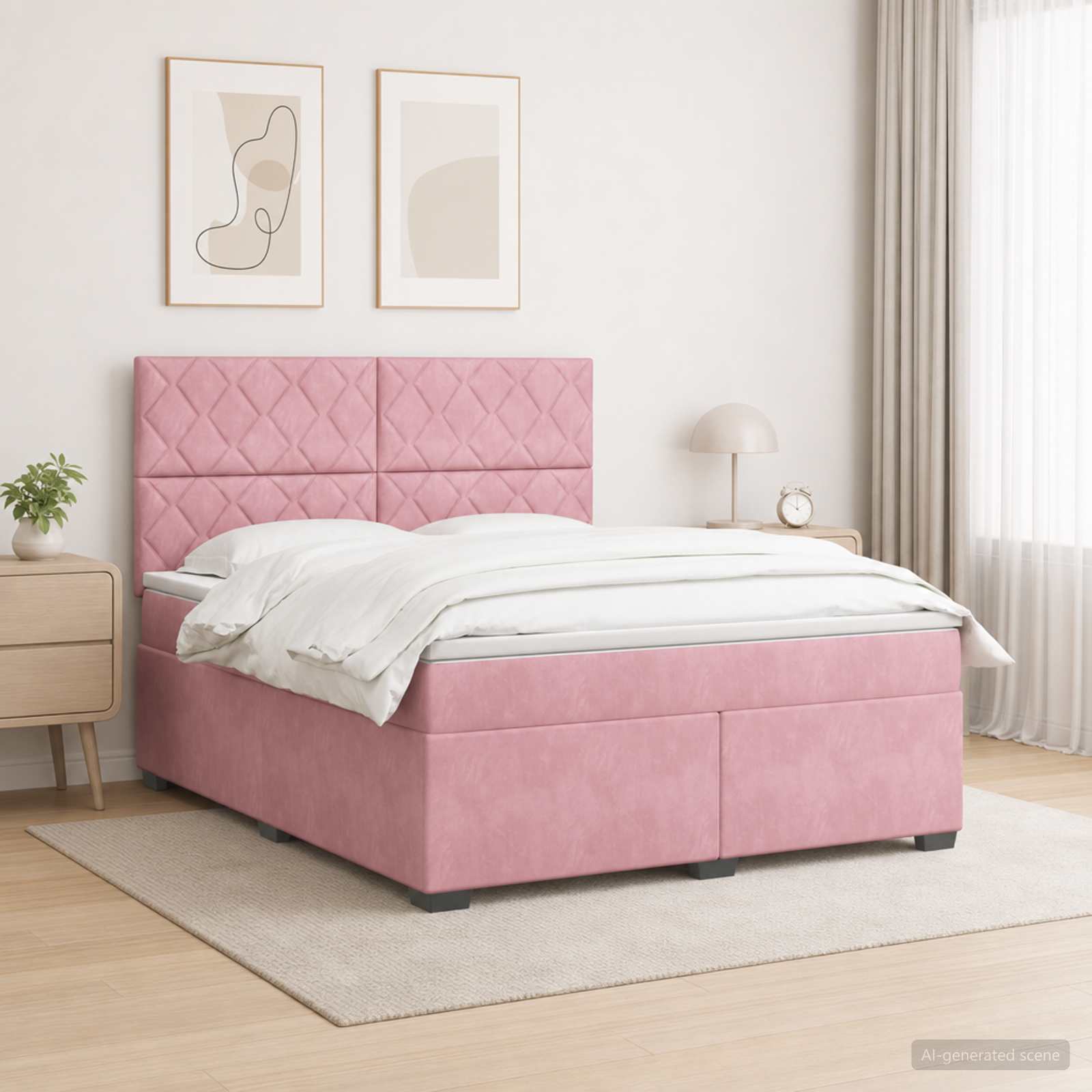 Boxspringbed met matras Roze 160 x 200 cm Fluweel