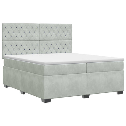 Boxspringbed met matras Lichtgrijs 200 x 200 cm Fluweel