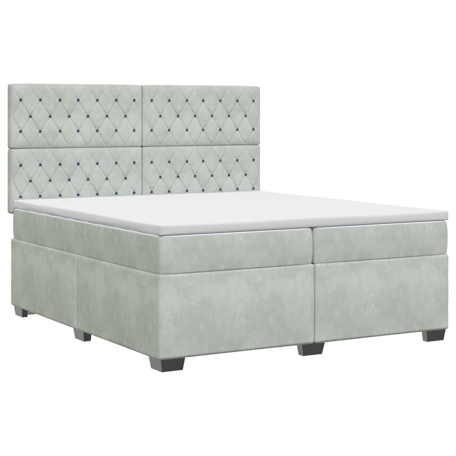 Boxspringbed met matras Lichtgrijs 200 x 200 cm Fluweel