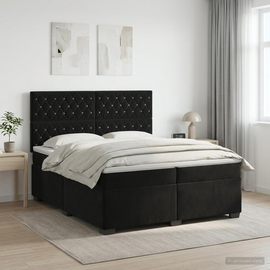 Boxspringbed met matras Zwart 200 x 200 cm Fluweel