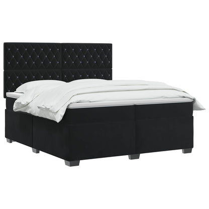 Boxspringbed met matras Zwart 200 x 200 cm Fluweel