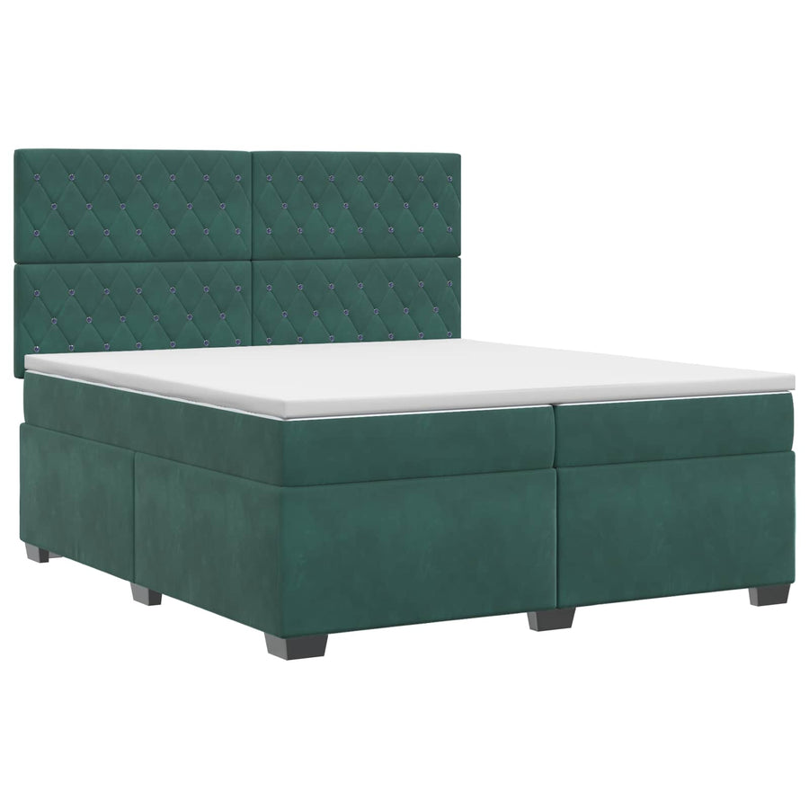 Boxspringbed met matras Donkergroen 200 x 200 cm Fluweel