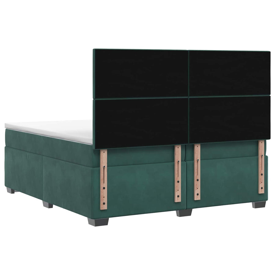 Boxspringbed met matras Donkergroen 200 x 200 cm Fluweel