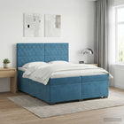 Boxspringbed 200x200 cm fluweel blauw met matras