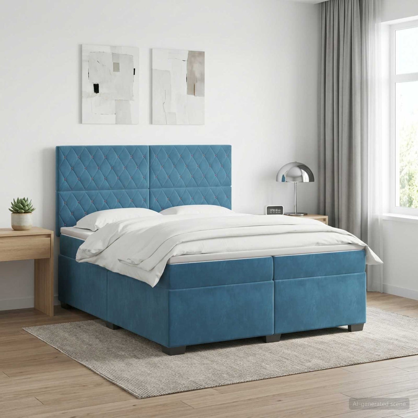 Boxspringbed met matras Blauw 200 x 200 cm Fluweel