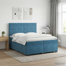 Boxspringbed met matras Blauw 200 x 200 cm Fluweel