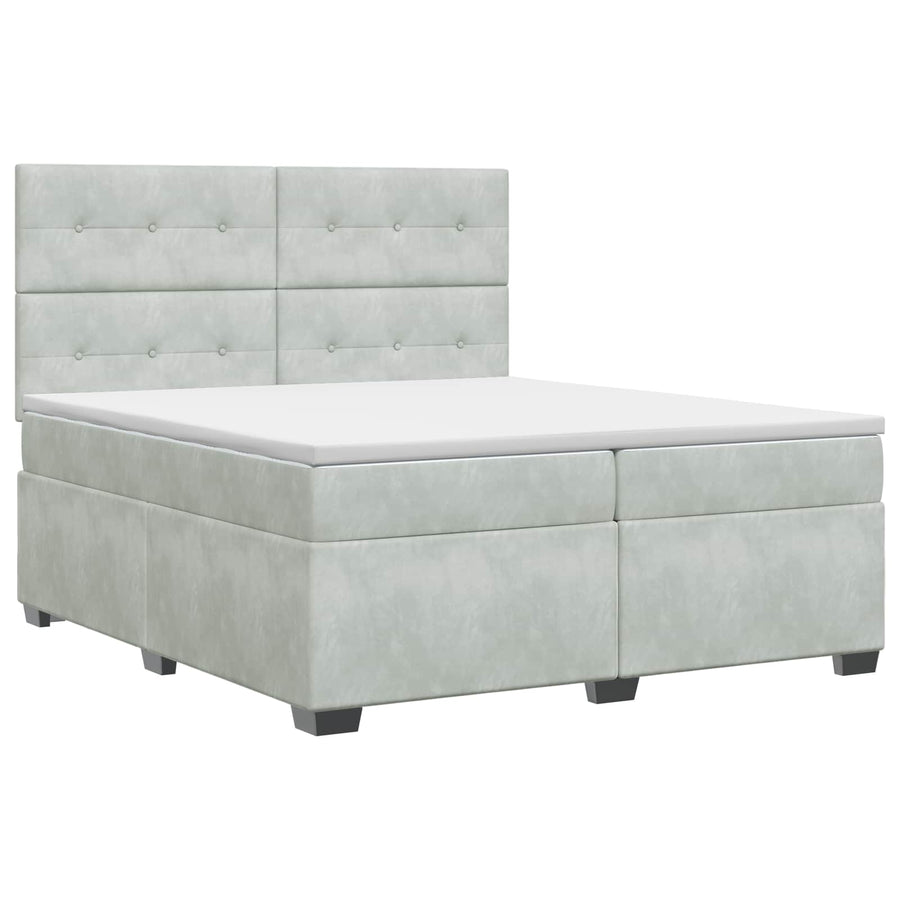Boxspringbed met matras Lichtgrijs 200 x 200 cm Fluweel