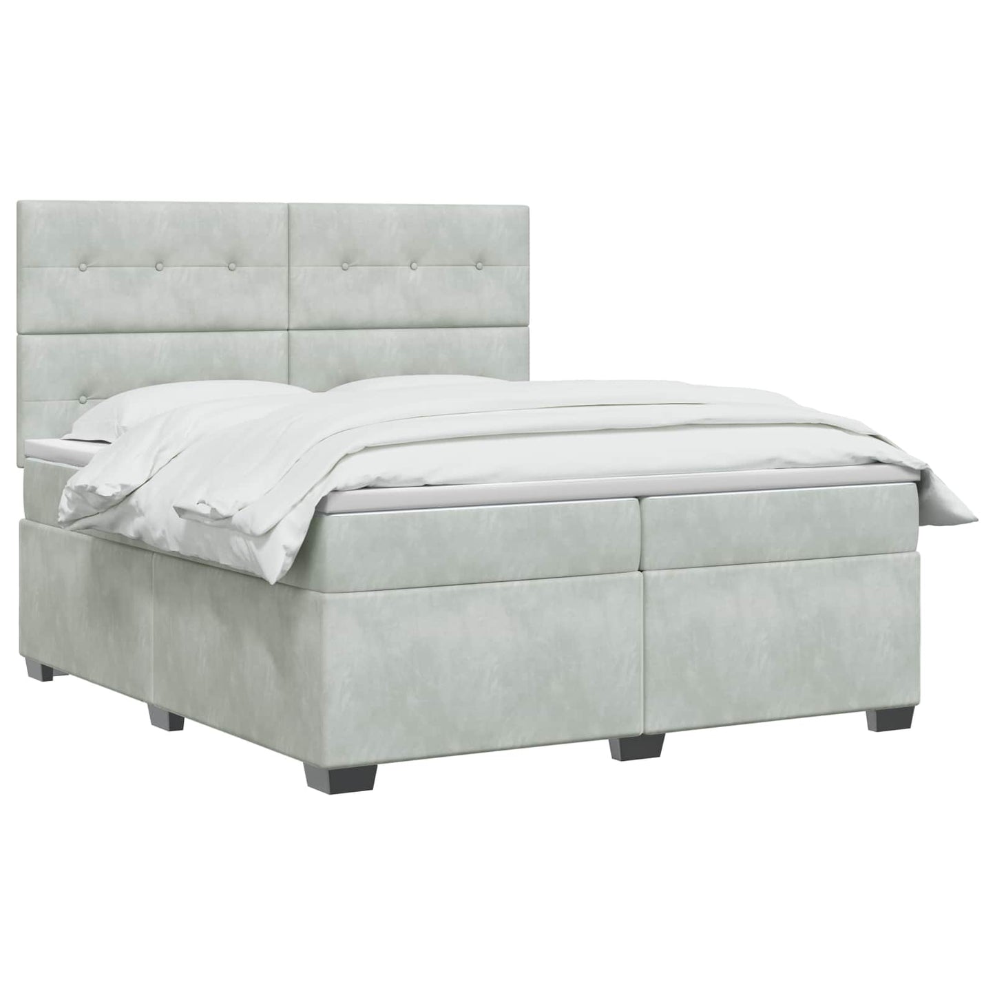 Boxspringbed met matras Lichtgrijs 200 x 200 cm Fluweel