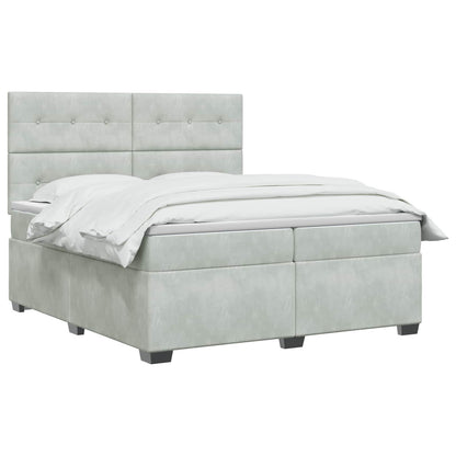 Boxspringbed met matras Lichtgrijs 200 x 200 cm Fluweel