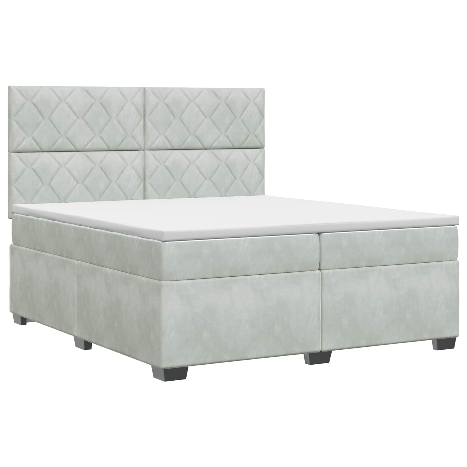 Boxspringbed met matras Lichtgrijs 200 x 200 cm Fluweel
