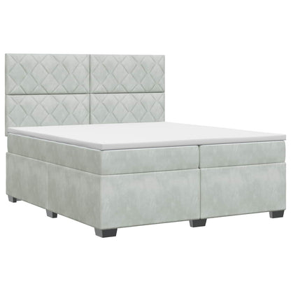 Boxspringbed met matras Lichtgrijs 200 x 200 cm Fluweel