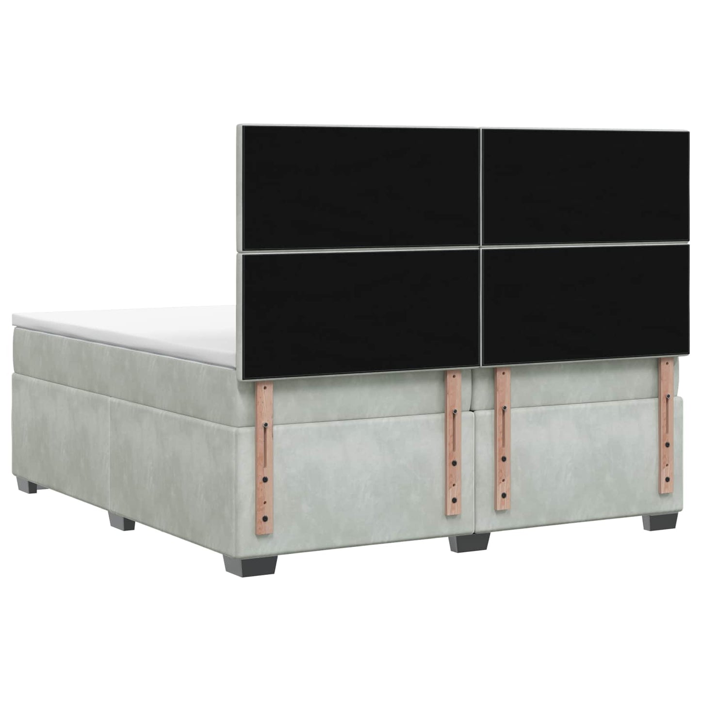 Boxspringbed met matras Lichtgrijs 200 x 200 cm Fluweel