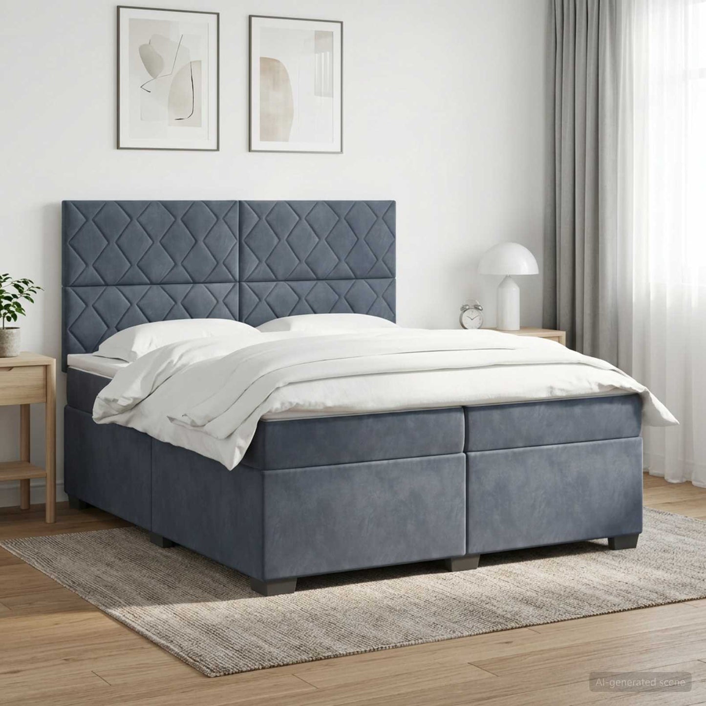 Boxspringbed met matras Donkergrijs 200 x 200 cm Fluweel