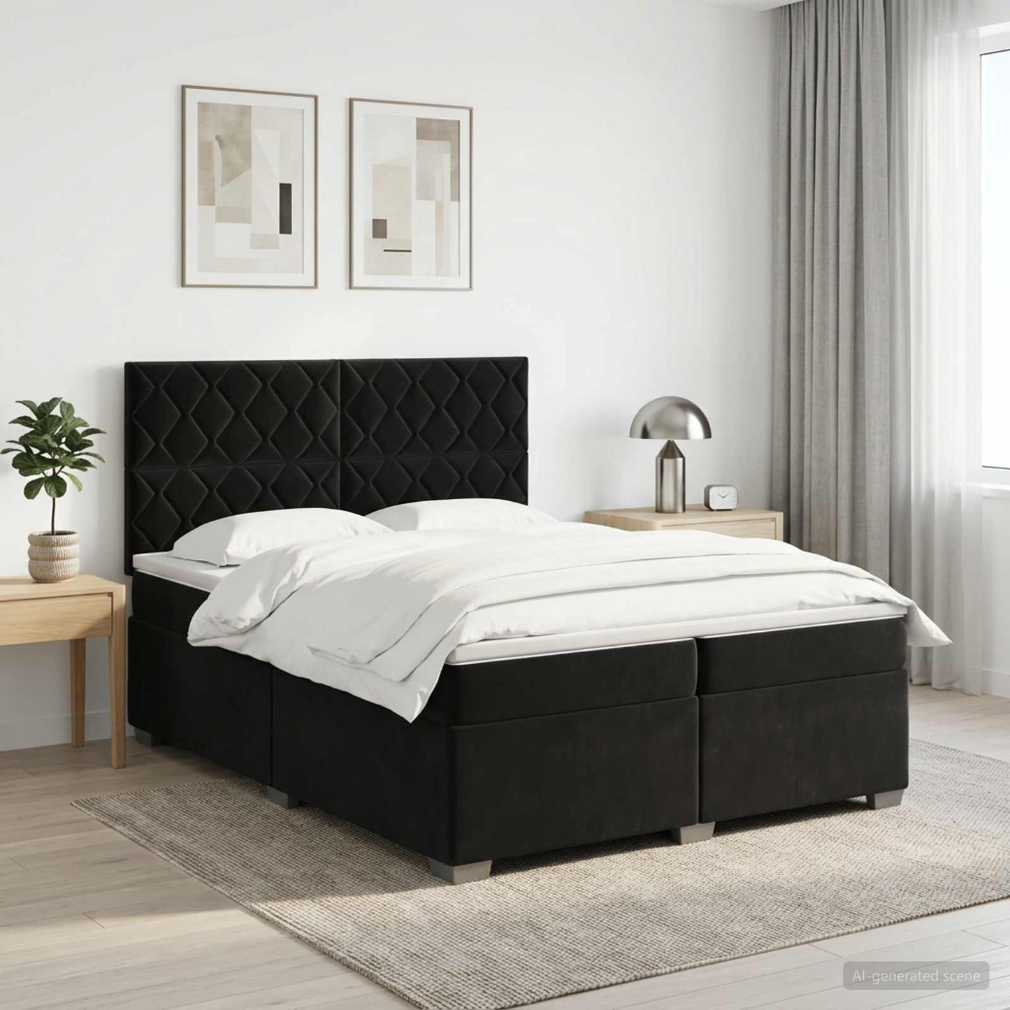 Boxspringbed met matras Zwart 200 x 200 cm Fluweel