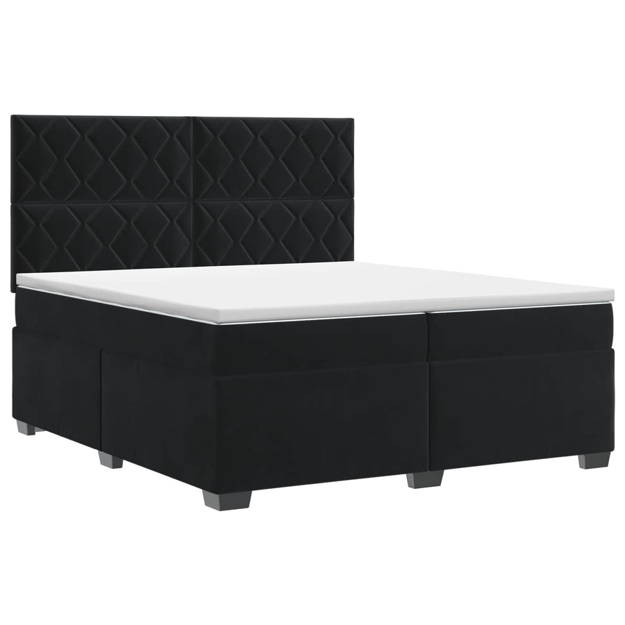 Boxspringbed met matras Zwart 200 x 200 cm Fluweel