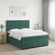 Boxspringbed met matras 200x200 cm donkergroen fluweel
