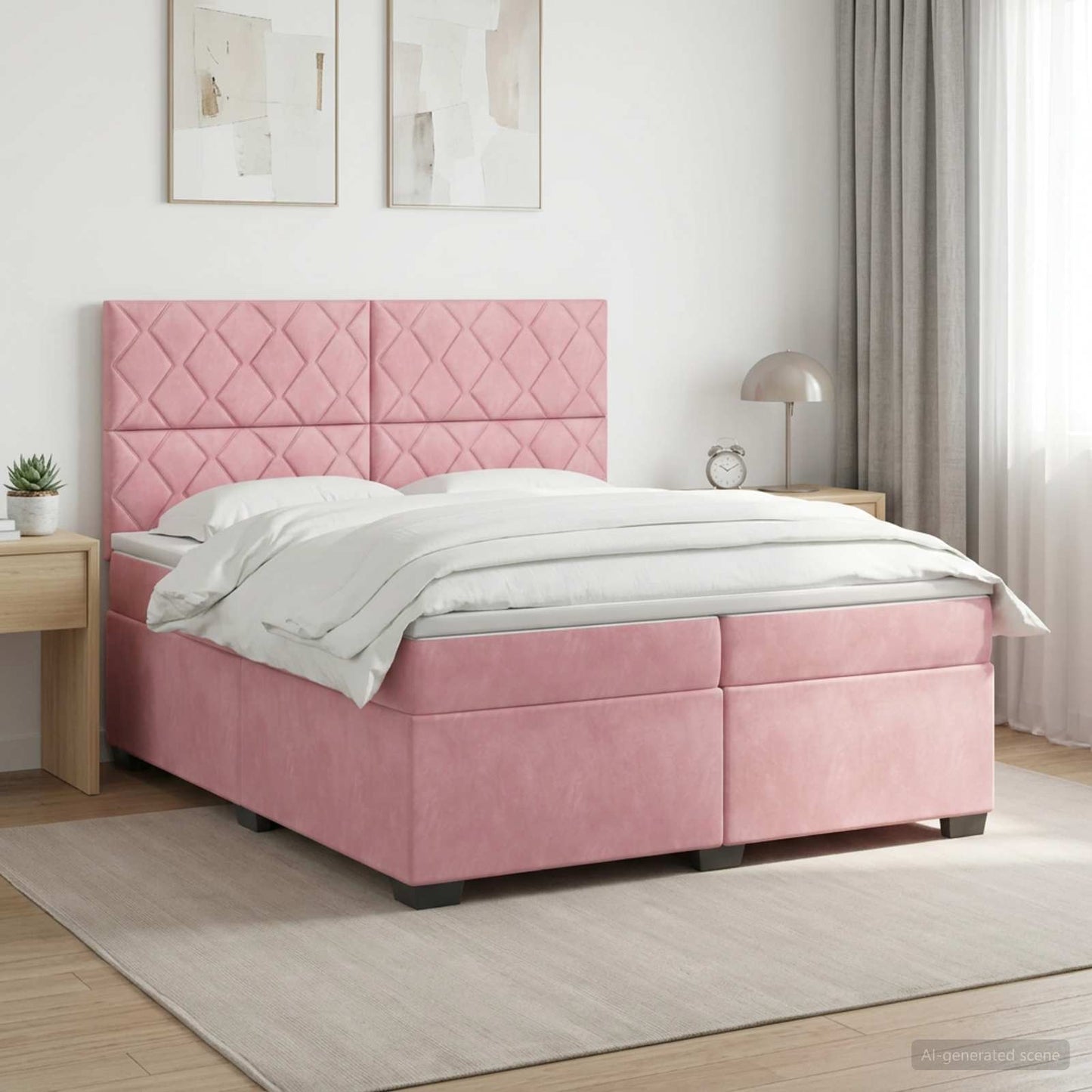 Boxspringbed met matras Roze 200 x 200 cm Fluweel