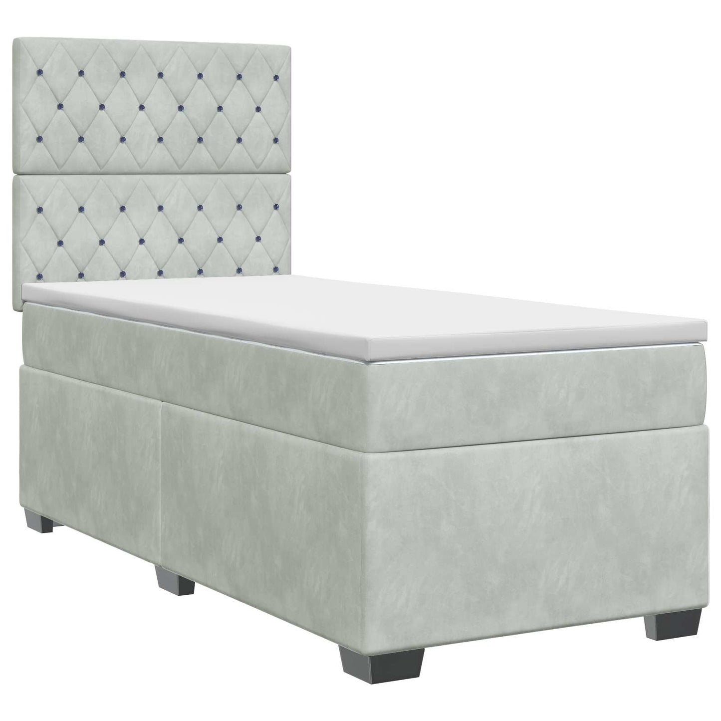 Boxspringbed met matras met hoofdeinde Lichtgrijs Enkel Fluweel