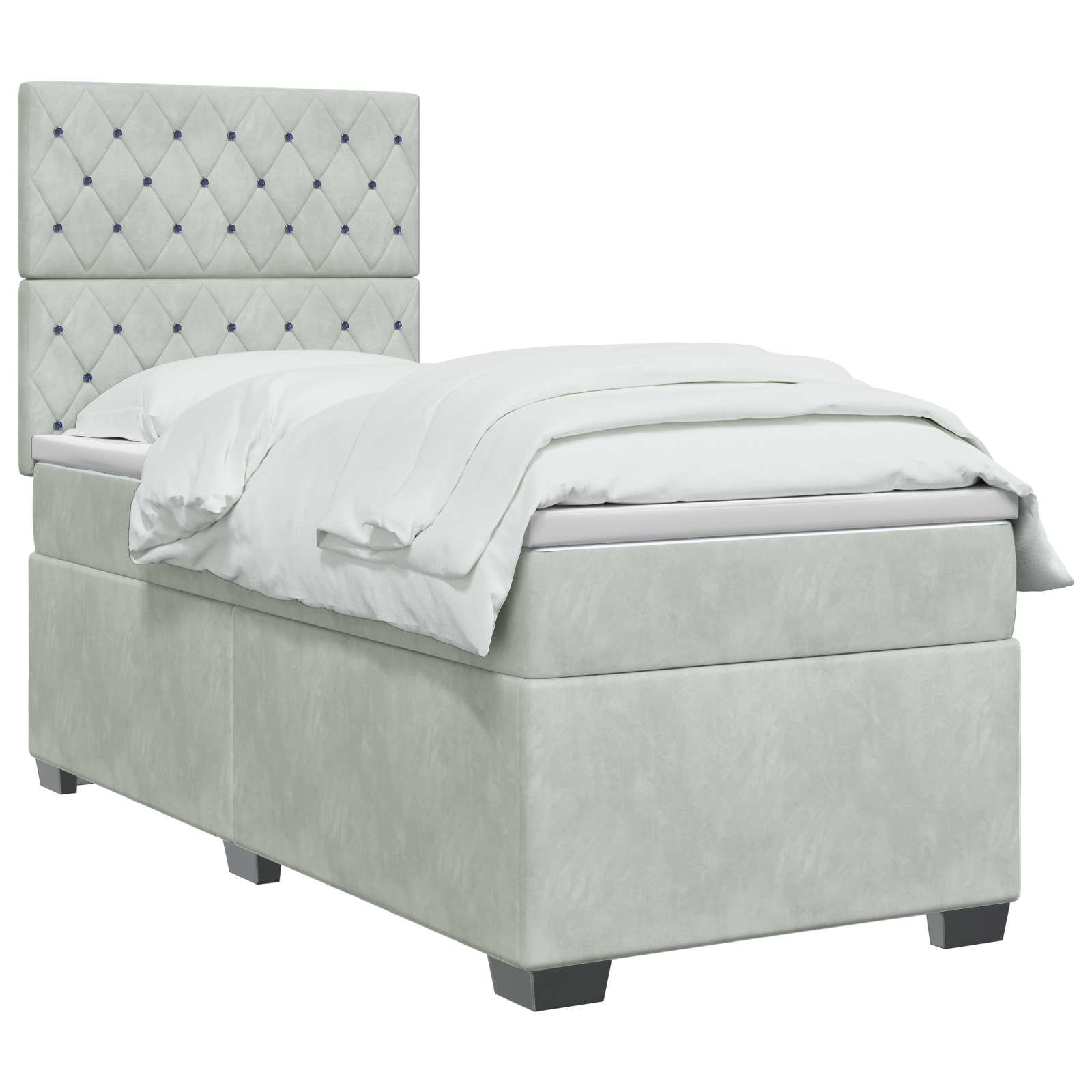 Boxspringbed met matras met hoofdeinde Lichtgrijs Enkel Fluweel