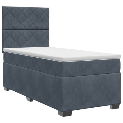 Boxspringbed met matras Donkergrijs Enkel Fluweel