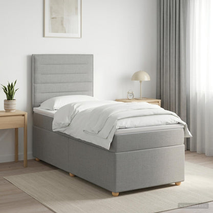 Boxspringbed met matras met hoofdeinde Lichtgrijs Enkel Stof