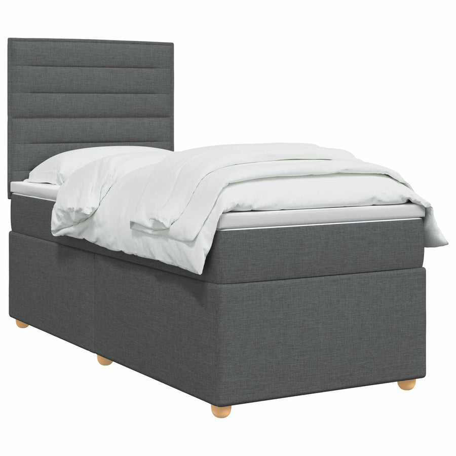 Boxspringbed met matras Donkergrijs 80 x 200 cm Stof