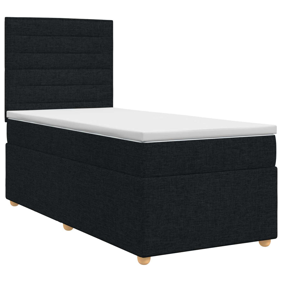 Boxspringbed met matras met hoofdeinde Zwart 80 x 200 cm Stof