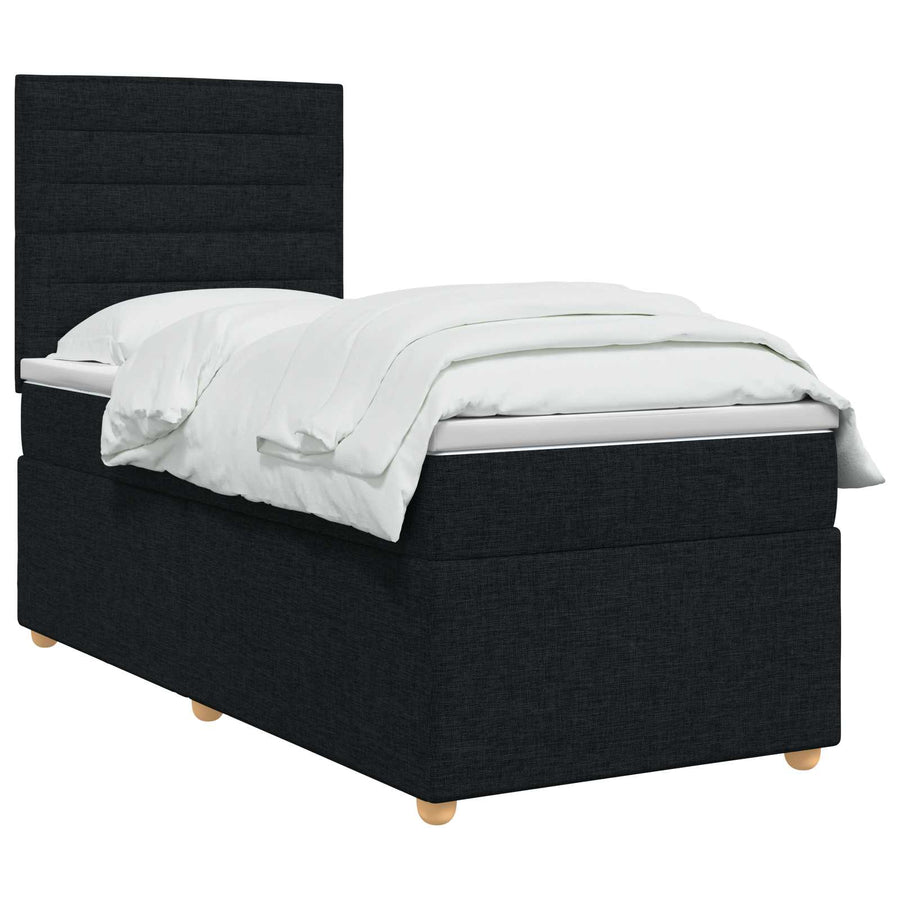 Boxspringbed met matras met hoofdeinde Zwart 80 x 200 cm Stof