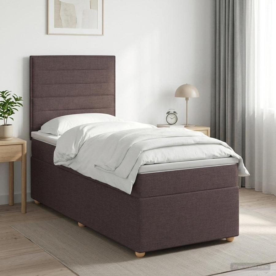 Boxspringbed met matras Donkerbruin 80 x 200 cm Stof