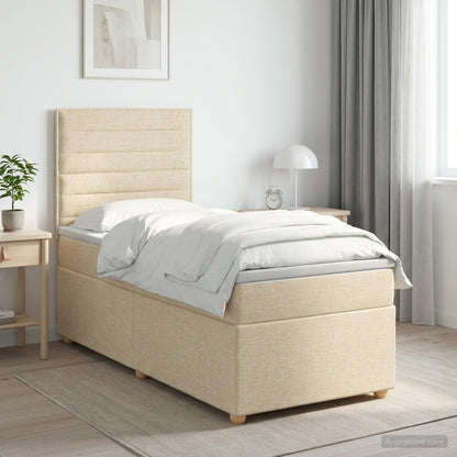 Boxspringbed met matras Crèmekleurig 90 x 190 cm Stof