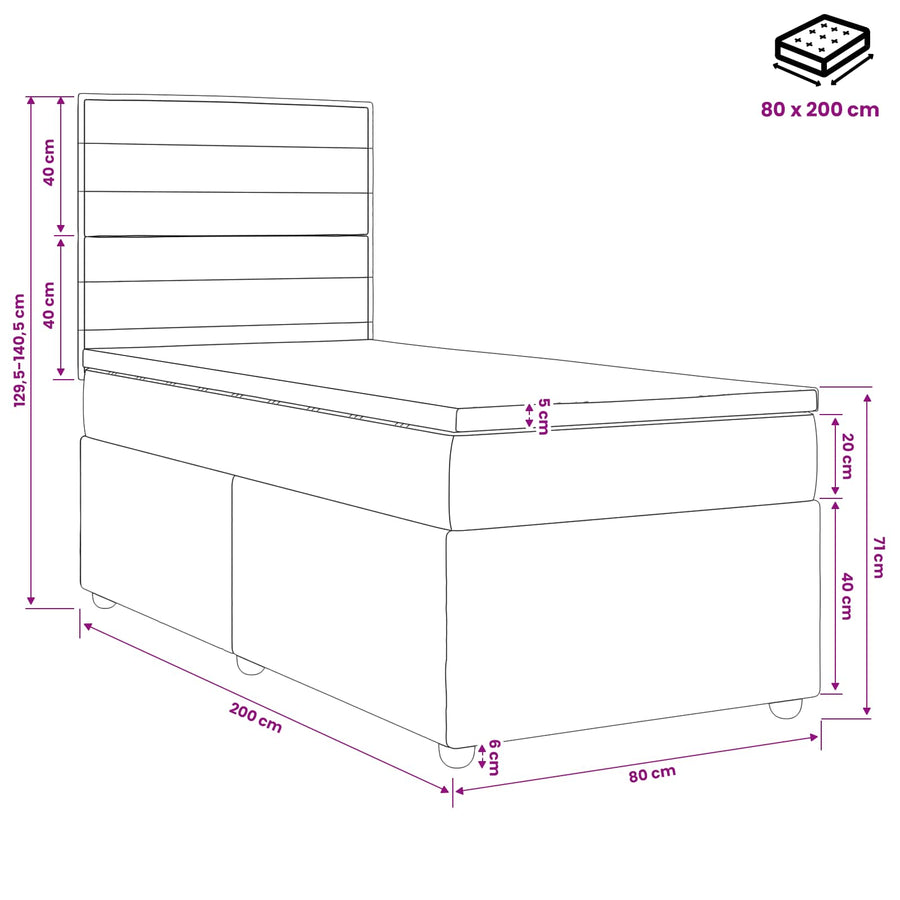 Boxspringbed met matras Crèmekleurig 80 x 200 cm Stof