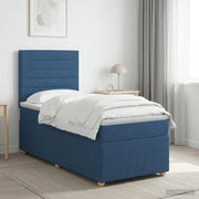 Boxspringbed met matras hoofdeinde 100x200 cm blauw