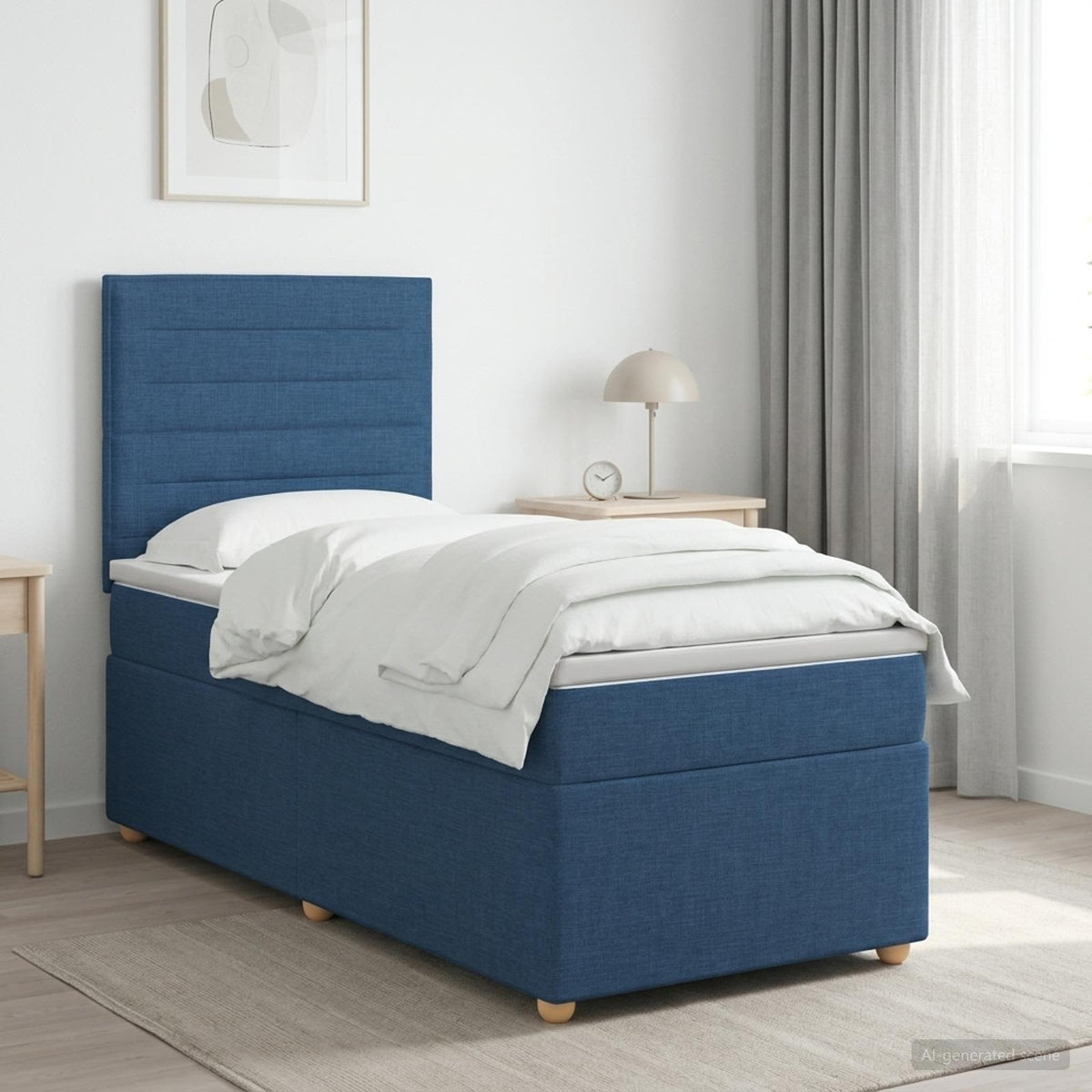 Boxspringbed met matras met hoofdeinde Blauw 100 x 200 cm Stof