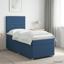 Boxspringbed met matras met hoofdeinde Blauw 100 x 200 cm Stof