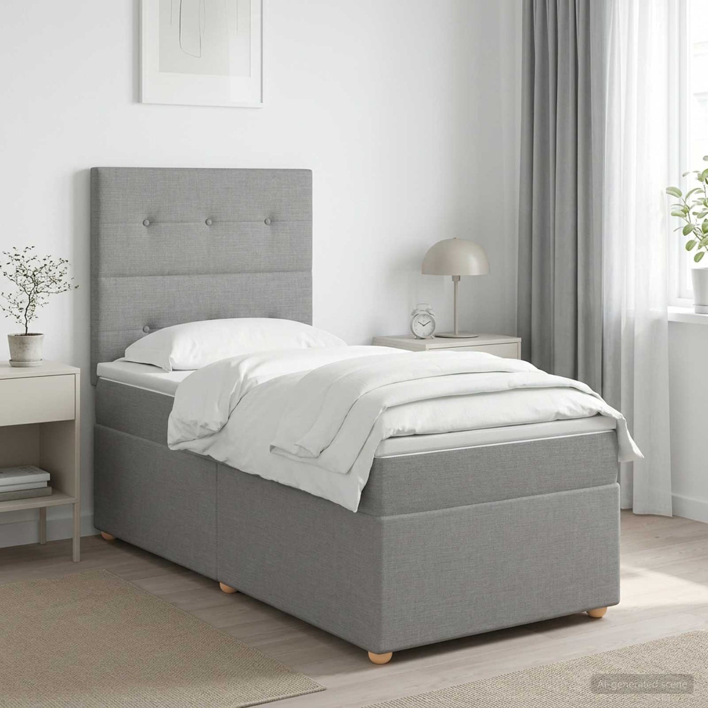 Boxspringbed met matras Lichtgrijs 100 x 200 cm Stof