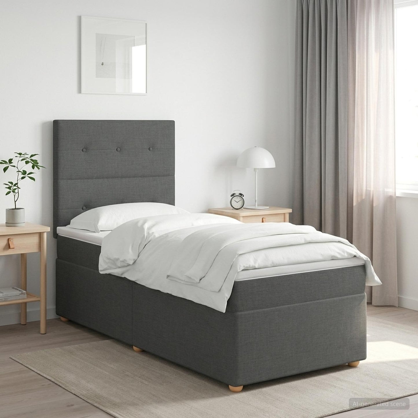 Boxspringbed met matras Donkergrijs 90 x 190 cm Stof