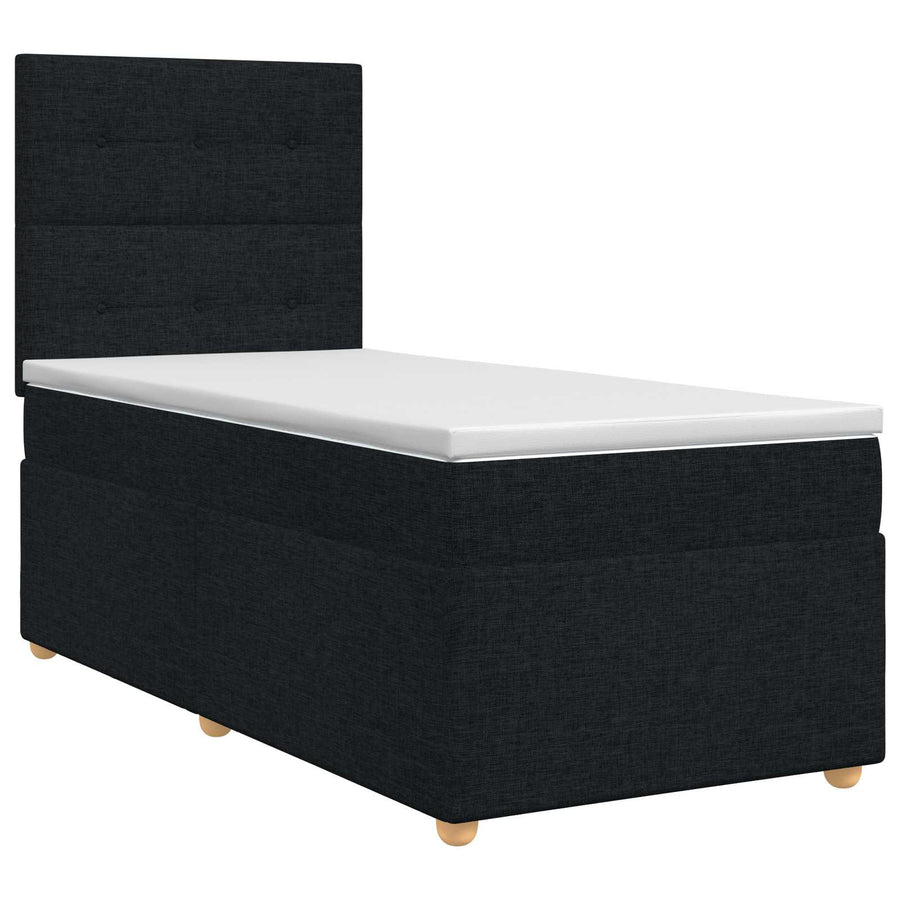Boxspringbed met matras met hoofdeinde Zwart 80 x 200 cm Stof