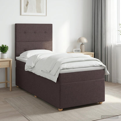 Boxspringbed met matras Donkerbruin 90 x 190 cm Stof