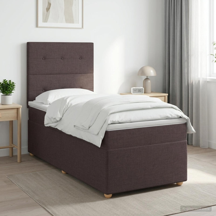Boxspringbed met matras Donkerbruin 90 x 200 cm Stof