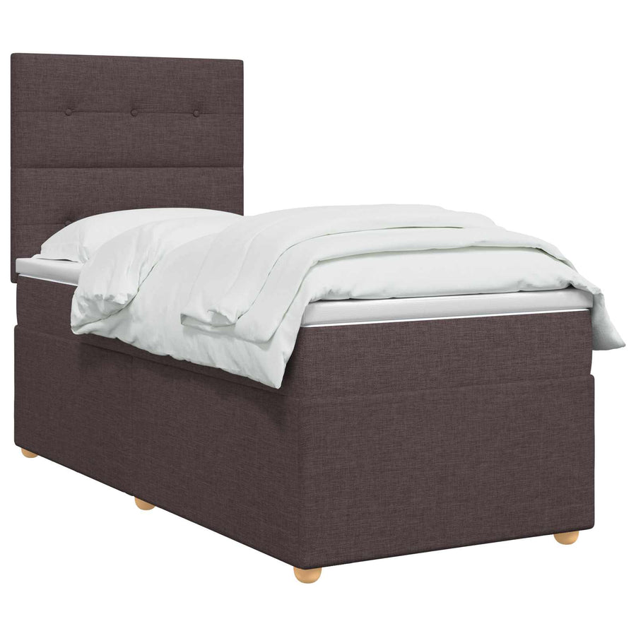 Boxspringbed met matras Donkerbruin 80 x 200 cm Stof