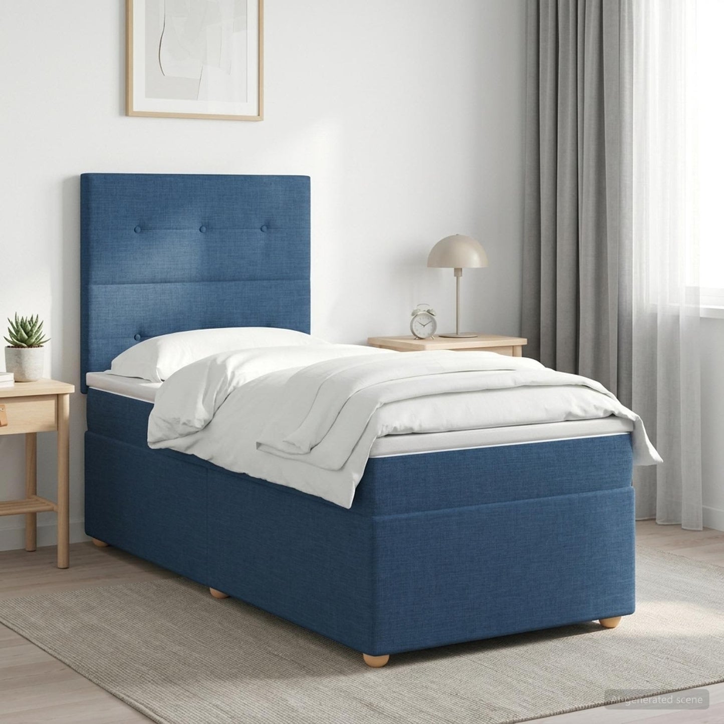 Boxspringbed met matras met hoofdeinde Blauw 90 x 190 cm Stof
