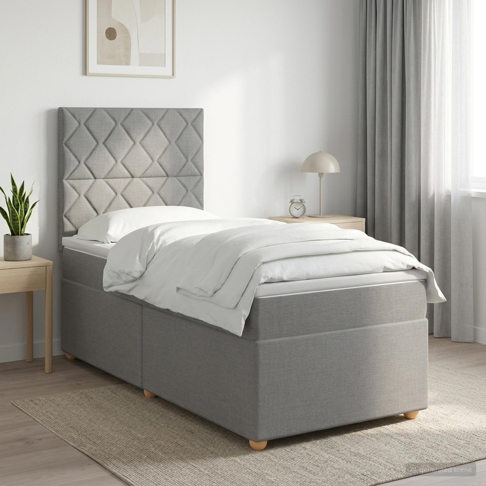 Boxspringbed met matras Lichtgrijs 80 x 200 cm Stof