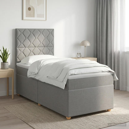 Boxspringbed met matras Lichtgrijs 90 x 200 cm Stof