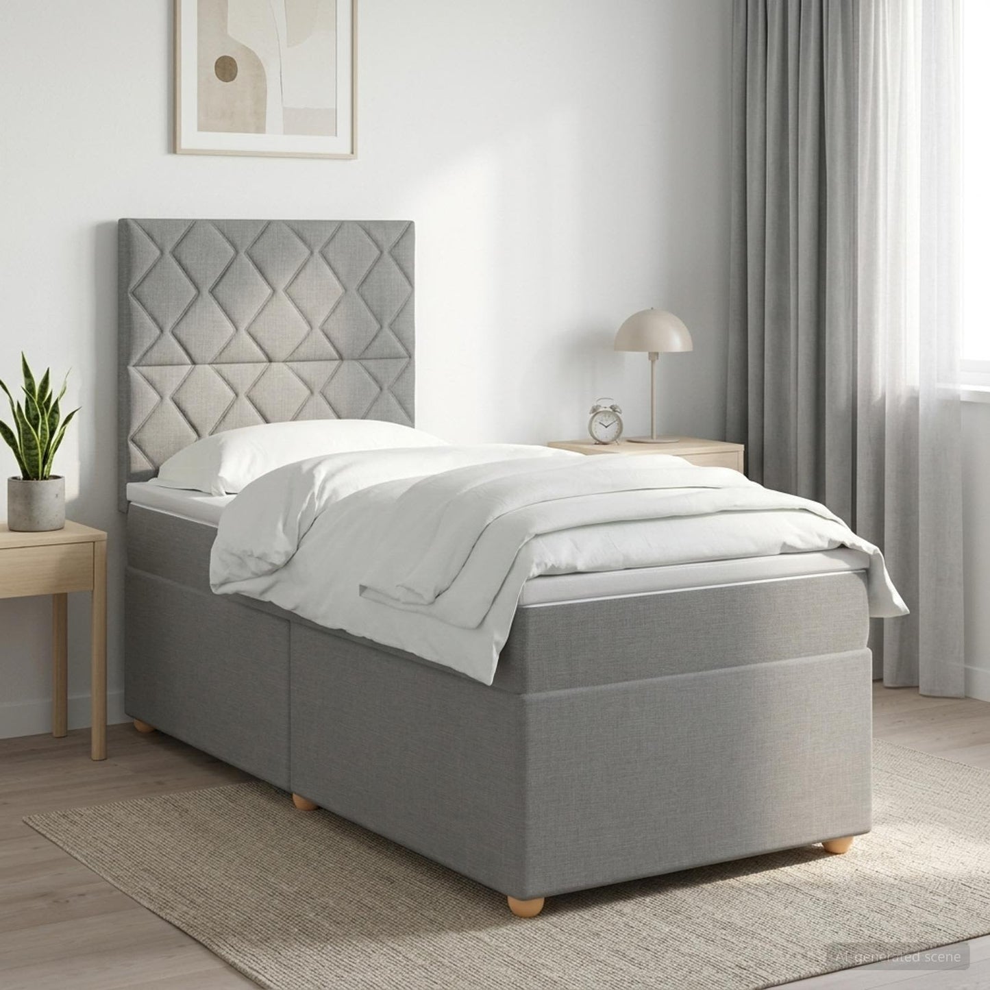 Boxspringbed met matras Lichtgrijs 90 x 190 cm Stof